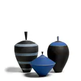 Roseline Delisle, Three Vessels with Covers, porcelain, each signed, dated or titled