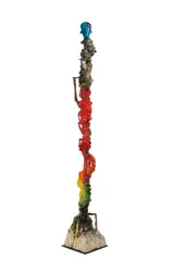 Blue High by Michael Lucero, polychromed and glazed earthenware, in five sections, signed 'Lucero', offered Apr 2019