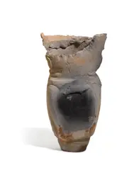 Vase with Torn Rim by Paul Soldner, earthenware, unsigned, offered Apr 2019