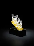 Barry Sautner, Chariots of Fire, frosted and colorless glass, carved marble, etched 'Barry Sautner 1995'