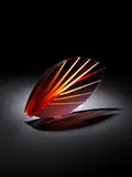 Pavel Hlava, Red Leaf, blown glass, gold leaf, signed, dated and inscribed along edge