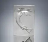 René Lalique, A 'Poisson' Menu, designed in 1931, clear glass, mould-blown (partly intaglio), frosted and polished