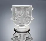 A 'Trois Branches Roitelets' Candelabra, designed in 1931 by René Lalique, clear glass, mould-blown, frosted and polished, sold Feb 2019