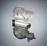 A 'Chat Paperweight, designed 1929 by René Lalique, clear glass, mould-blown, frosted and polished, offered Feb 2019