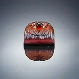 René Lalique, A 'Deux Aigles' Paperweight, designed in 1914, deep amber glass, mould-blown, frosted and polished