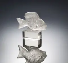 A 'Barbillon' Paperweight, designed by René Lalique, clear glass, mould-blown, frosted and polished, sold Feb 2019