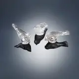 René Lalique, Three 'Chardonneret' Paperweights: 'Timide', 'Hardi' and Moqueur', designed in 1931, each of clear glass, mould-blown, frosted and polished, 'Timide' and 'Hardi' with traces of sepia staining