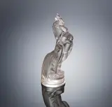 A 'Coq Houdan' Car Mascot, designed in 1929 by René Lalique, clear glass, mould-blown, frosted and polished, Marcilhac no, sold Feb 2019