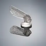 A 'Petite Libellule' Car Mascot, designed in 1928 by René Lalique, clear glass, mould-blown, frosted and polished, sold Feb 2019