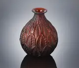 A 'Malesherbes' Vase, designed in 1927 by René Lalique, deep amber glass, mould-blown, frosted and polished, offered Feb 2019