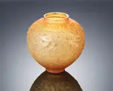 A 'Gui' vase, designed in 1920 by René Lalique, amber glass, mould-blown, frosted and polished, sold Feb 2019