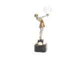 Armand Godard, 'Bubble Dance': An Art Deco Study of a Female Dancer with Glass Bubble, circa 1925, silvered and gilt bronze, raised off a variegated and white marble plinth