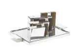 Maison Desny, A Modernist Tea Service, circa 1930, silver plated metal and rosewood, comprising a tray, teapot, milk and sugar