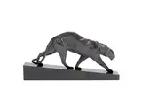 Maurice Prost, An Art Deco Study of a Prowling Panther, circa 1925, patinated bronze, raised off a slanted black marble plinth