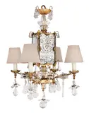 Maison Baguès, A Chandelier, circa 1930, gilt metals, frosted glass, cut glass and mirror glass