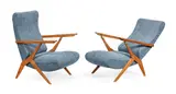 Antonino Gorgone, Untitled, 1950, walnut, brass with fabric upholstery