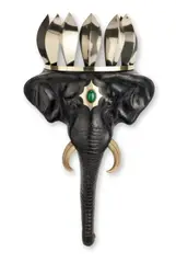 Anthony Redmile, A Wall Mounted Figural Table, circa 1969, painted composite material, polished steel sheet, glass, nickelled brass, and malachite