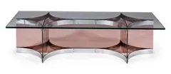 Alessandro Albrizzi, Cocktail Table, circa 1970, transparent mauve-coloured lucite, clear glass, and chromed steel