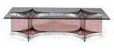 Alessandro Albrizzi, Cocktail Table, circa 1970, transparent mauve-coloured lucite, clear glass, and chromed steel