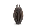 Butter Fly Mouth Form by Ursula Morley Price, circa 2017, stoneware, the body hand modelled with thin vertical flanges all round and a wavy butterfly mouth, matt brown and black , offered Jun 2019