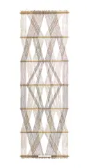 'Macrogauze 9': A Wall Hanging by Peter Collingwood, circa 1969, black and natural linen with steel rods, sold Jun 2019