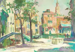 Walter Langhammer, Campo San Vio, Venezia, oil on canvas