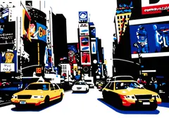 Times Square by Matthew Lindop, oil and gloss paint on canvas, offered Apr 2019