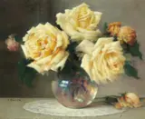 Charles Perron, Still life of flowers, oil on panel