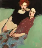Milt Kobayashi, Sisters, oil on canvas