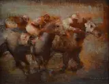 Grigory Gluckmann, 'They are off', oil on board