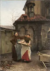 Vojtěch Bartoněk, Monk in Front of a Chapel, 1890s, Oil on canvas
