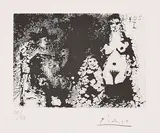 Pablo Picasso, Homme à la Pipe assis, Maja et Célestine, 1968, Aquatinta auf leichtem Karton