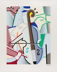 Cubist Cello by Roy Lichtenstein, 1997, Screenprint in colors, on Somerset paper, with full margins, sold Nov 2022