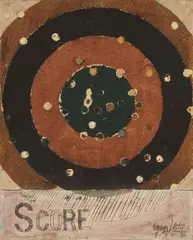 Georges Noël, "Score No 1 (Score ocre avec impacts)", 1967, Mischtechnik auf Leinwand