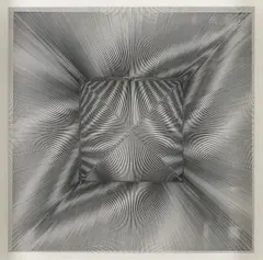 Ludwig Wilding, Ohne Titel (44), 1969, Serigrafie auf Plexiglas 50 x 50 x 6cm