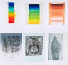 Aus: 12 Monate Kalenderdruck by Heinz Mack, 1988, Serie von 11 Farboffsets auf leichtem Karton, sold Nov 2022