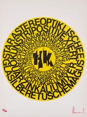 Ferdinand Kriwet, Ohne Titel, Farbserigrafie auf Transparentfolie