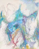Bernard Schultze, "buntes geriesel am geburtstag", 1995, Öl und Pastellkreide auf Leinwand