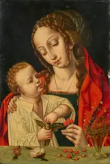 Joos van Cleve, Die Madonna der Kirschen, Um 1540-1550, Öl auf Holz