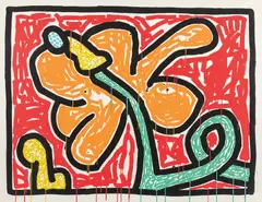 Flower #5 by Keith Haring, 1990, Farbserigrafie auf Velin, sold Nov 2022