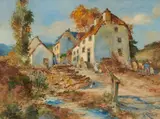 Carl Rüdell, "Dorf in der Eifel (Cronenburger Hütten)"