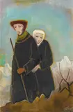 Karl Hofer, Wanderer, 1945, Öl auf Hartfaserplatte