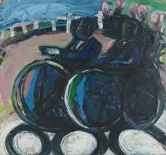 Thomas Hartmann, Fahrradfahrer, 1984, Öl auf Leinwand