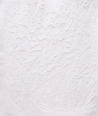 Günther Uecker, Ohne Titel, 2009, Prägedruck auf Bütten