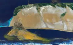 Sarah Schumann, "die Flucht durch die Ostsee. Da: der Kreidefelsen", 1996, Mischtechnik auf Leinwand