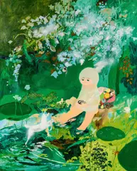 "After a wink" by Tomoko Nagai, 2009, Mischtechnik auf Leinwand, sold Nov 2022