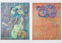 Markus Oehlen, Konvoltu von 2 Offsets, 1998, Jeweils: Farboffset auf Velin