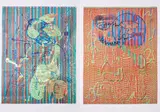 Markus Oehlen, Konvoltu von 2 Offsets, 1998, Jeweils: Farboffset auf Velin