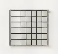 Ohne Titel by Adolf Luther, 1983, 6 konkav gewölbte und 30 gerade Spiegel vor schwarz gestrichenem Holz. In Objektkasten, sold Jan 2023