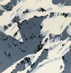Schweizer Alpen I (B2) by Gerhard Richter, 1961, Farbserigrafie auf leichtem Karton, sold Nov 2022